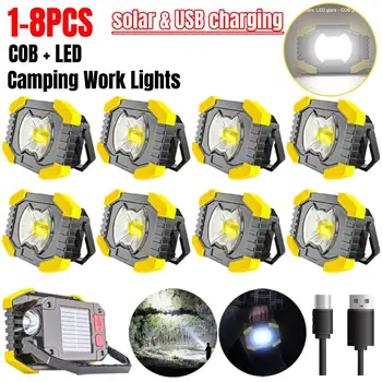 1-8PCS ניידת נטענת USB COB LED פנס מיני אוהל אורות פנס קמפינג דיג אור חיצוני עבודת תיקון תאורה
