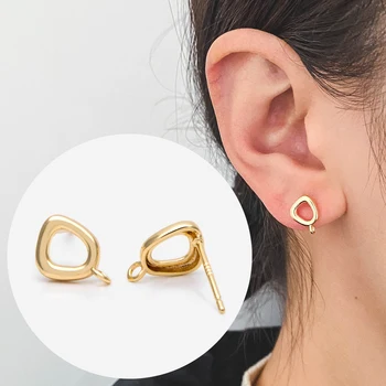 10pcs זהב לא סדיר האוזן הודעות, גיאומטרי עגיל חתיכים עם לולאות (GB-2613)