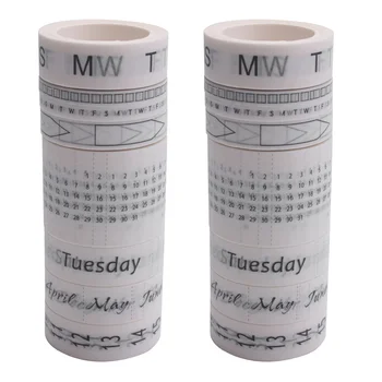16 לחמניות לוח שנה Washi Tape להגדיר תאריך היום השבוע החודש מספר לוח שנה Washi מסקינג טייפ דקורטיבי עבור מלאכות המתכנן
