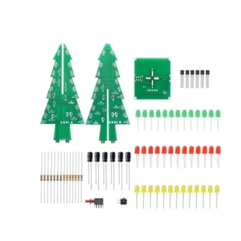1set תלת מימדי 3D עץ חג המולד הוביל DIY ערכת אדום/ירוק/צהוב פלאש LED חשמלי קיט אלקטרוני כיף Suite