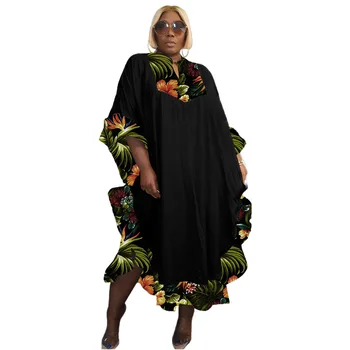 2023 אפריקה שמלות לנשים קיץ אלגנטי אפריקה, חצי שרוול V-צוואר פוליאסטר דפוס שמלה צבעונית אפריקה בגדים L-4XL
