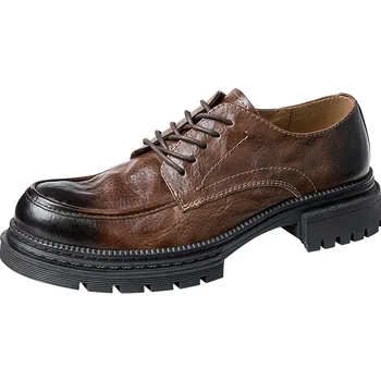 2023 גברים חדשים נעלי Brogue פלטפורמה מקרית עסקי גברים נעלי עור אמיתי נעלי עבודה, מגפי עסקים מקרית נעלי ספורט