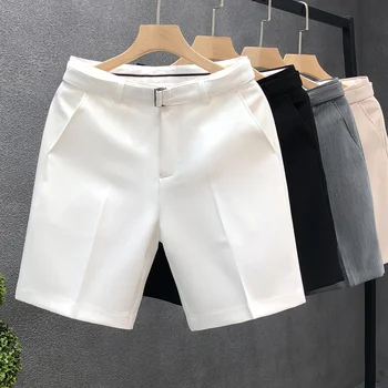 2023 גברים מוצק מזדמנים מכנסיים קצרים אופנה קוריאנית לנשום מכנסיים באורך הברך עבודה ללבוש זכר אופנת רחוב כותנה קצרים בגדים U158