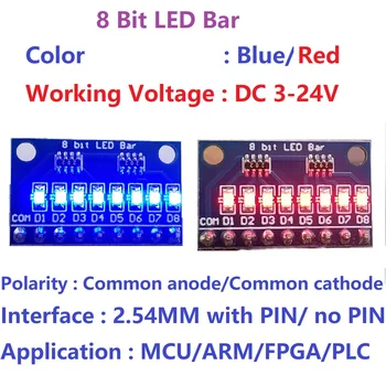 2pcs 3-24V 8 סיביות כחול/אדום נפוץ האנודה/קתודה חיווי LED מודול קרש חיתוך starter kit לוח לפשעים חמורים היד מדפסת 3d מגה