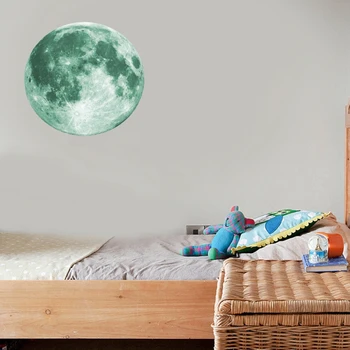 30cm זוהר הירח 3D מדבקת קיר עבור חדר ילדים סלון קישוט חדר השינה בבית מדבקות זוהרות בחושך מדבקות קיר