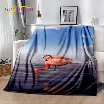 3D נורדי פלמינגו ציפור קטיפה רכה שמיכה,פלנל, שמיכה לזרוק שמיכה בסלון חדר שינה מיטה ספה טיולים פנאי מנמנם