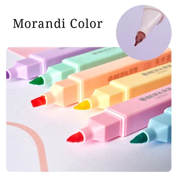 6 יח ' סימון עטים Kawaii ממתקים Morandi צבע מנגה סמנים עט הציור בצבעי פסטל מדגיש סט חמוד כתיבה להדגיש