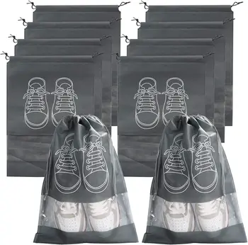 6pcs נעליים אחסון ארגונית שקיות ארוגים נסיעות נייד בארון שקית עמיד למים כיס בגדים Tranparent תלוי תיק