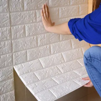 70x77cm קיר מדבקות DIY עיצוב דביק עמיד למים טפט לילדים חדר השינה 3D מדבקת קיר לבנים
