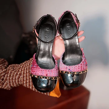 Baotou סנדלים של נשים בסגנון צרפתי השמלה עקבים גבוהים 2023 אביב/קיץ הסינגל החדש נעל נעלי ג ' יין מארי