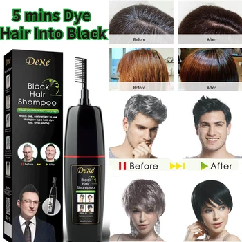 DEXE 200ML צבע שחור לשיער שמפו ארוך טווח למנוע יבש תיקון לחות טבעיים טהורים צמח מרפא תמצית ג 'ינסנג, ג' ינג ' ר