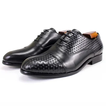 Mens נעלי אוקספורד עור אמיתי אופנה מעצב החתונה המשרד שמלה, נעליים עבור גברים תחרה עד עסקית רשמית נעליים