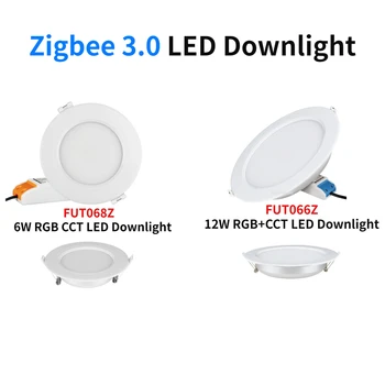 Miboxer Zigbee 3.0 Downlight LED 6W/12W RGB+CCT מנורת תקרה AC100~240V דרך Tuya אפליקציה או קול שליטה על בית חכם אורות