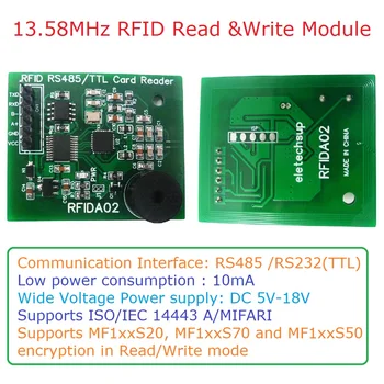 RS232 RS485 UART 13.56 MHz RFID Reader/Writer RC522 CV520 עבור M1 S20-S50 S70 RFID NFC UID כרטיס IC