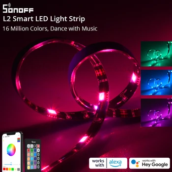 SONOFF L2 WiFi רצועת LED אורות RGB גמיש עמיד למים המנורה הקלטת DC 12V מתאם צבע תאורת רקע שינוי עבור Alexa הבית של Google