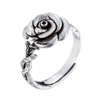 Shuangshuo חדש רטרו פרח רוז טבעות נשים טבעת פרח טבעת אירוסין סט אופנה צמח תכשיטים bague פאטאל anillo גבר