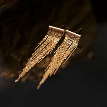 UBESTNICE אמיתי 18K מקורי צהוב תכשיטי זהב AU750 זמן ציצית נחש קו שרשרת זרוק עגילים נשים מתנת החתונה אופנה ליידי
