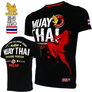 VSZAP חולצות שרוול קצר חולצה לחימה בגדים שרירים איגרוף תאילנדי לחימה משולבת כותנה בעיטת אגרוף חולצות ענק. טי לנשימה