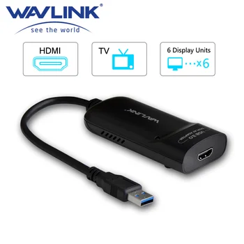 Wavlink USB 3.0 HDMI/רב מוניטור וידאו גרפי מתאם HD 1080p פלט וידאו חיצוני, כרטיס מתאם DP Display Windows Mac