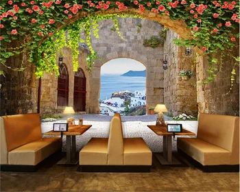 beibehang מותאם אישית האירופי המסמכים דה parede סגנון ורד תלת מימדי רוז רומנטי מסעדה טפט papier peint