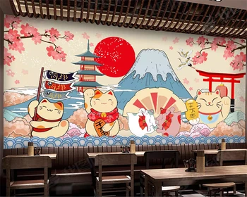 beibehang מותאם אישית מודרני המסמכים דה parede טפט יפנית חתול סושי יפני מסעדה בר רקע קיר מסמכי עיצוב הבית