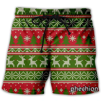 phechion גברים/נשים חג המולד דפוס 3D מודפס מזדמנים מכנסיים קצרים אופנה אופנת רחוב גברים רופף ספורט קצרים A06