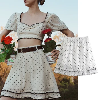 za 2021 אופנה חדש האביב בנות אוהב את הלב הדפסה חצאית מיני למינציה קישוט חצאית מיני גבוהה המותניים רזה חצאית מיני streetw