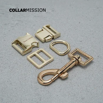 (אבזם מתכת+Tri-Glid+D טבעת+מתכת כלב אבזם/סט) קמעונאות 20mm זהב עבור DIY חרוט הקולר תרמיל תיק חלקי DIY