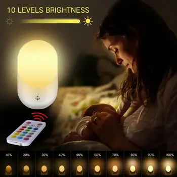 אור LED לילה שליטה מרחוק מרובים תאורה צבעים ניתן לעמעום המנורה שליד המיטה לנו תקע חכם 16 צבעים RGB לילה אור