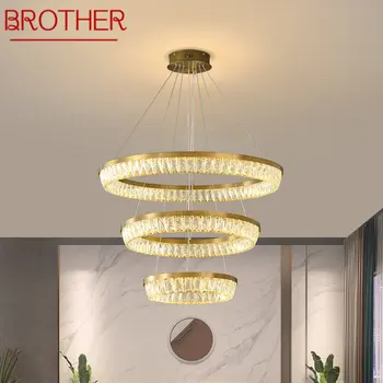 אח נורדי תליון קריסטל אור Led המודרני טבעות יוקרה יצירתי נברשת המנורה לחיות בחדר האוכל וילה עיצוב