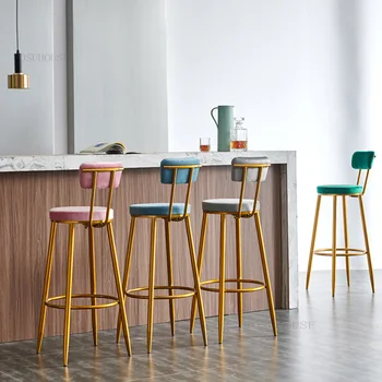 איטלקי ברזל יצוק חזרה בר-כסאות מטבח ריהוט מודרני מינימליסטי הביתה כיסא בר גבוה יצירתי מעצב עור כסא בר