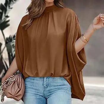 אלגנטי נשים חולצות העטלף שרוולים מוצק צבע רופף מנופחים משרד ליידי הקיץ קט חולצות blusa feminina camisas