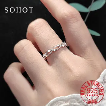 אמיתי 925 סטרלינג סילבר קרוס מתכוונן טבעת קסם נשים אופנתי תכשיטים יפים מינימליסטי אביזרים Faux