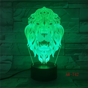 אריה הפנים night Light 7 שינוי צבע חיות לילה LED אורות 3D LED שולחן מנורת שולחן לילדים חברים הביתה Decoratio AW-742