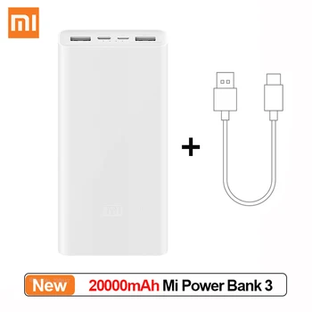 בנק כוח Xiaomi 3 20000mAh USB-C שני-מצב טעינה מהירה מקס 18W נייד נסיעות Mi Powerbank עבור טלפון נייד נייד