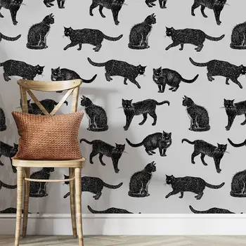 דבק עצמי המסמכים דה Parede 3D נורדי חתול טפט לחדר ילדים ילד ילדה השינה רקע אמנות קיר נייר חדש.