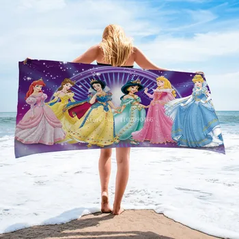 דיסני הנסיכה מגבת מצוירת מיקרופייבר הביתה התינוק מגבת חוף לילדים שחייה מגבת 70x140cm מגבת