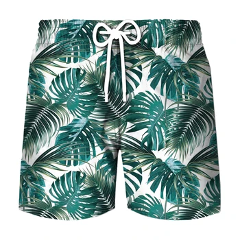 הוואי סגנון צמחים טרופיים הדפסת 3d הקיץ של גברים מכנסיים קצרים מהירים יבשות לשחות מכנסיים קצרים החוף מזדמנים מכנסיים גדולים בגדי גברים