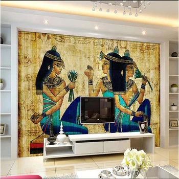 המסמכים דה parede טפט מותאם אישית המצרי פרעה ציור קיר הטלוויזיה הספה בסלון האירופי רקע קיר נייר ציור דקורטיבי