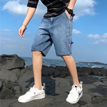 הקיץ מזדמנים מכנסיים קצרים זכר ג ' ין Mens החוף Demin מכנסיים גבר 2023 רחוב בגדי אופנה מכנסיים רופפים בתוספת גודל 5XL 6XL