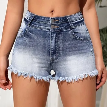 הקיץ של נשים ג 'ינס קצרים קצרים גבוהה המותניים כיסים רופף ג' ינס קצרים חם ג ' ינס קצרים ציצית יוקרתי Mujer Pantalon Corto Mujer
