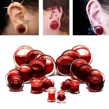 זוג אדום דם נוזל מילוי אטמי אוזניים בשר תעלות האוזן מאבחנים אוכף תכשיטי פירסינג באוזן רימר הרחבה 6-20mm