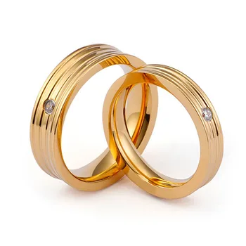 חדש טבעות נישואין אישיות זרקונים זוג טבעות לנשים וגברים המאהב צבע זהב נירוסטה הברית תכשיטים