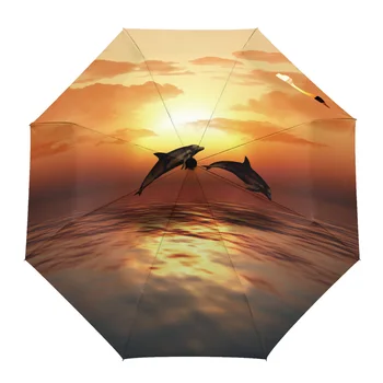 חשכה הים דולפין קופץ השמשייה חוצות מלא-אוטומטי שמונה עצמות גשם מטריה מתנה מבוגרים ילדים מטריות