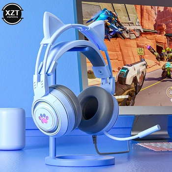 חתול האוזן המשחקים אוזניות למחשב משחקי המחשב אוזניות עם מיקרופון רעש לבטל קווי USB 3.5 mm Plug עבור PS4/Xbox one