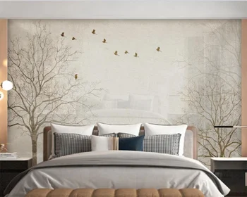 טפט מותאם אישית ציור 3d אמריקאי בסגנון נוסטלגי סניף ציפור צבי רקע קיר הסלון קישוט חדר השינה ציור обои