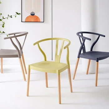 יוקרה ייחודי מסעדה כיסאות להירגע בסלון צהוב משענת יד טרקלין כיסא עץ חמוד נוח Rotin ריהוט מודרני WXH35XP