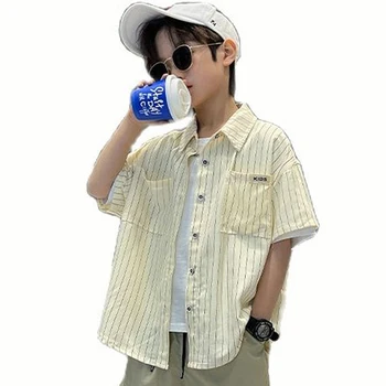 ילד חולצה עם פסים תבנית חולצה בנים סגנון מקרית ילדים חולצות עבור ילד בגיל העשרה בגדי ילדים