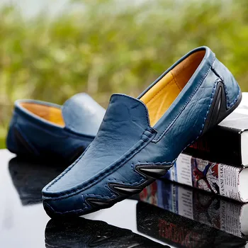 מגמה חדשה מזדמנים גברים נעלי גודל גדול 46 47 בעבודת יד אדם דירות נעל אופנה נעלי נעלי גברים שחור כחול הליכה נהג הנעל