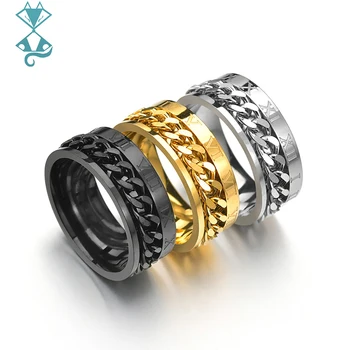 מגניב נירוסטה Rotatable גברים טבעת באיכות גבוהה טווה שרשרת פאנק נשים תכשיטים עבור המסיבה מתנה ספרות רומיות טבעות